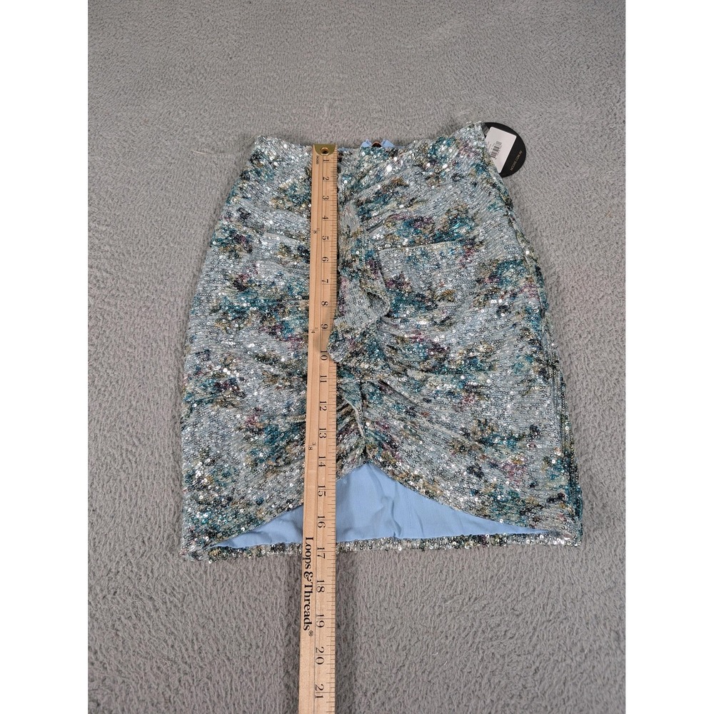 Nookie Forever Skirt Womens Small Blue Sequin Ruched Party Mini Dressy New - Picture 13 of 16